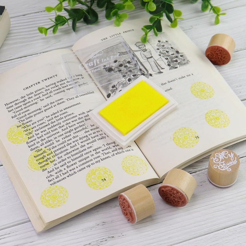 Lsushine Craft Ink Pad for Rubber Stamps, Paper, Wooden, Fabric, Scrapbooking, Non-Toxic Finger Ink Pads for Kids (Light Yellow) - Image 3
